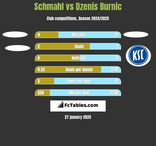 Schmahl vs Dzenis Burnic h2h player stats