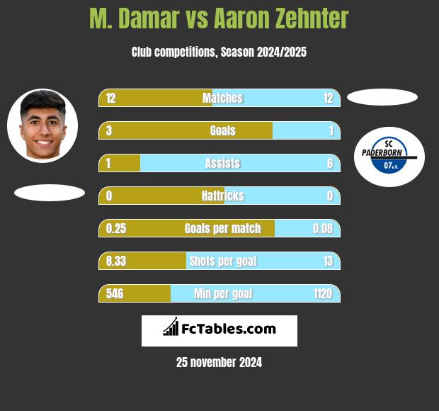 M. Damar vs Aaron Zehnter h2h player stats