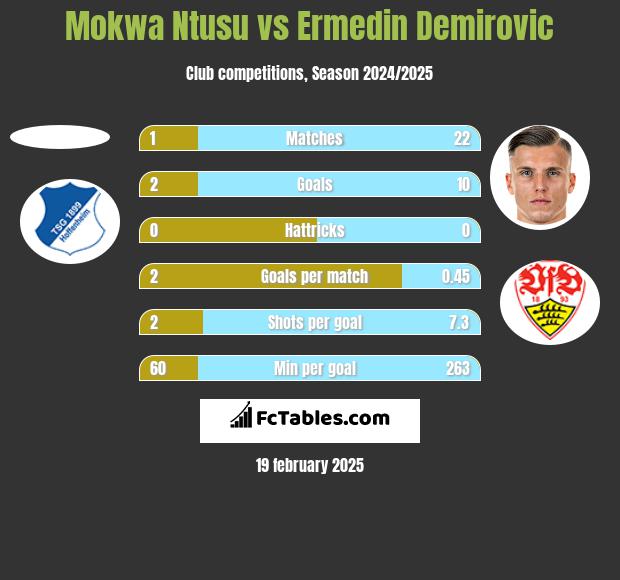 Mokwa Ntusu vs Ermedin Demirovic h2h player stats