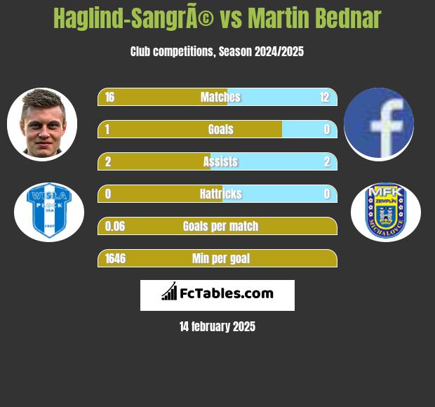 Haglind-SangrÃ© vs Martin Bednar h2h player stats