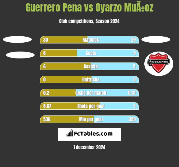 Guerrero Pena vs Oyarzo MuÃ±oz h2h player stats