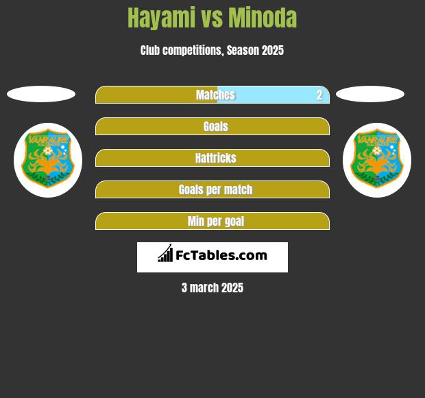 Hayami vs Minoda h2h player stats