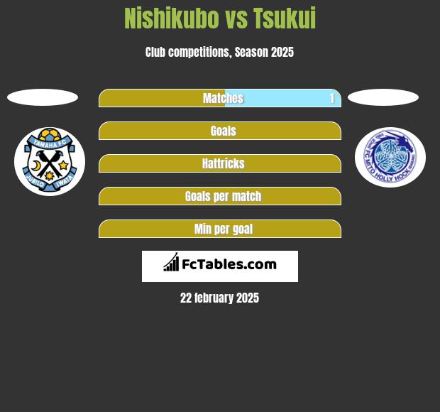 Nishikubo vs Tsukui h2h player stats