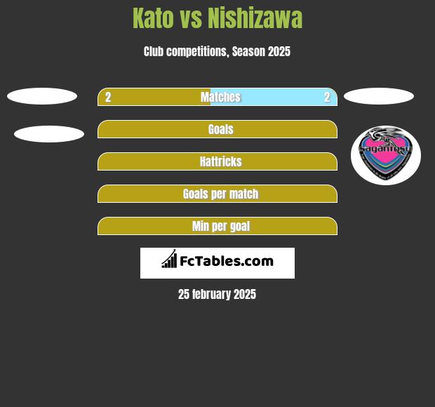 Kato vs Nishizawa h2h player stats