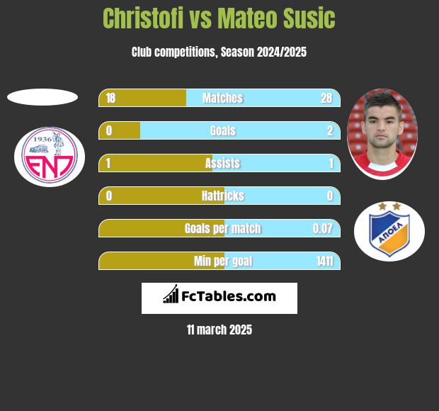 Christofi vs Mateo Susic h2h player stats