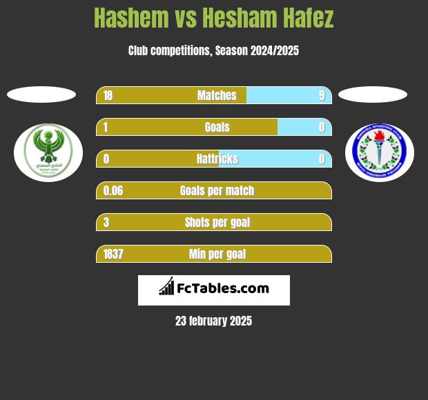 Hashem vs Hesham Hafez h2h player stats