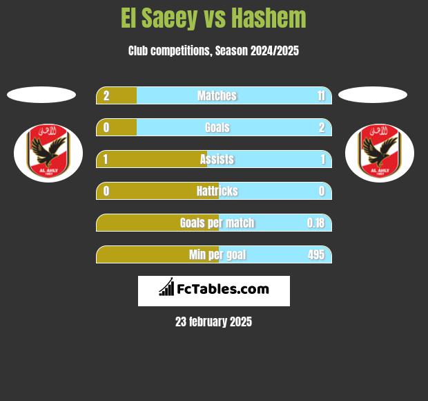 El Saeey vs Hashem h2h player stats