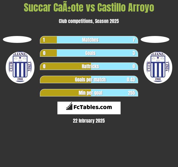 Succar CaÃ±ote vs Castillo Arroyo h2h player stats