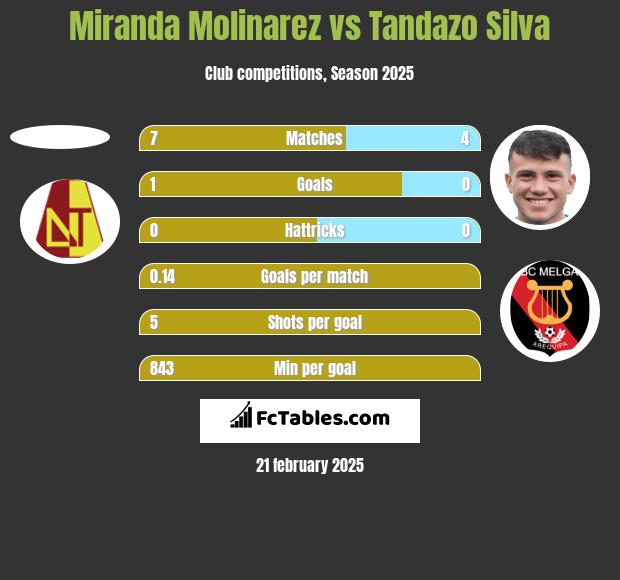 Miranda Molinarez vs Tandazo Silva h2h player stats