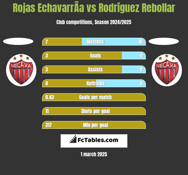 Rojas EchavarrÃ­a vs Rodríguez Rebollar h2h player stats