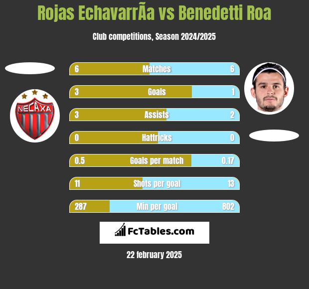 Rojas EchavarrÃ­a vs Benedetti Roa h2h player stats