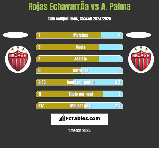 Rojas EchavarrÃ­a vs A. Palma h2h player stats