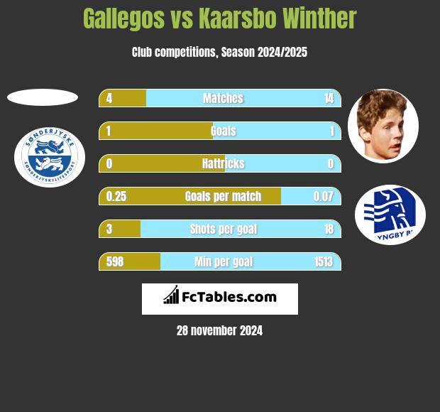 Gallegos vs Kaarsbo Winther h2h player stats