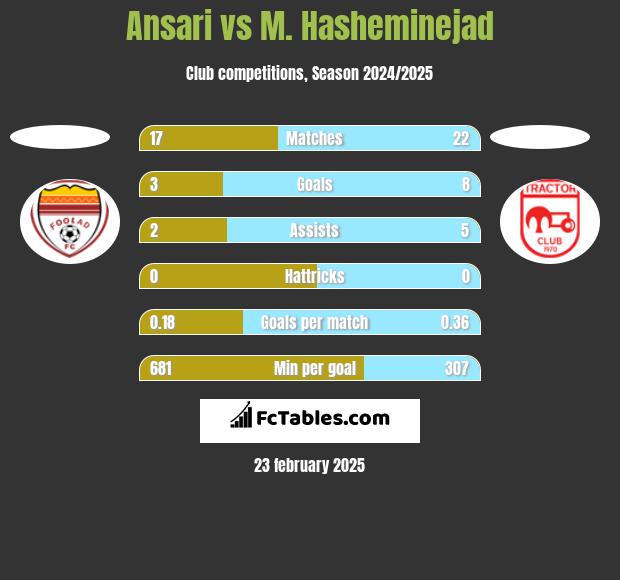 Ansari vs M. Hasheminejad h2h player stats