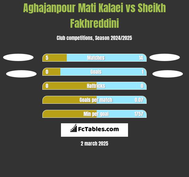 Aghajanpour Mati Kalaei vs Sheikh Fakhreddini h2h player stats