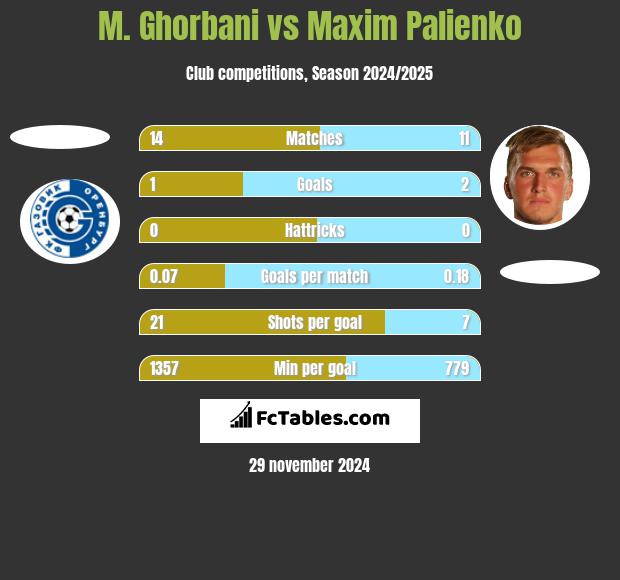 M. Ghorbani vs Maxim Palienko h2h player stats