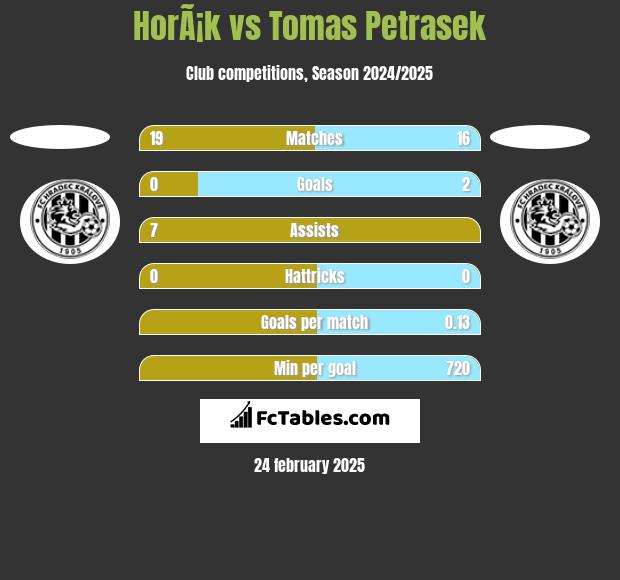 HorÃ¡k vs Tomas Petrasek h2h player stats