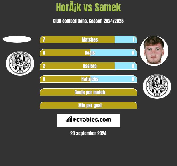 HorÃ¡k vs Samek h2h player stats