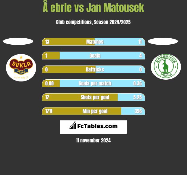 Å ebrle vs Jan Matousek h2h player stats