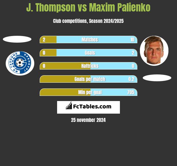 J. Thompson vs Maxim Palienko h2h player stats