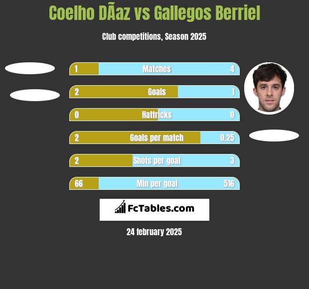 Coelho DÃ­az vs Gallegos Berriel h2h player stats