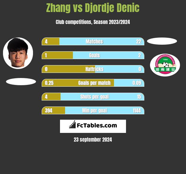 Zhang vs Djordje Denic h2h player stats