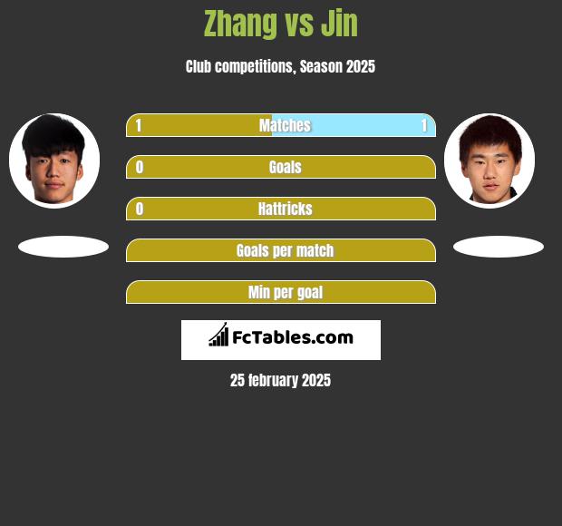 Zhang vs Jin h2h player stats