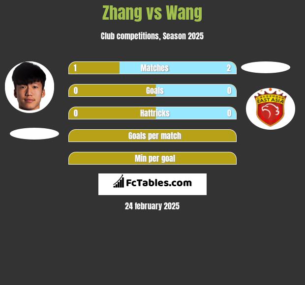 Zhang vs Wang h2h player stats