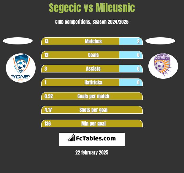 Segecic vs Mileusnic h2h player stats