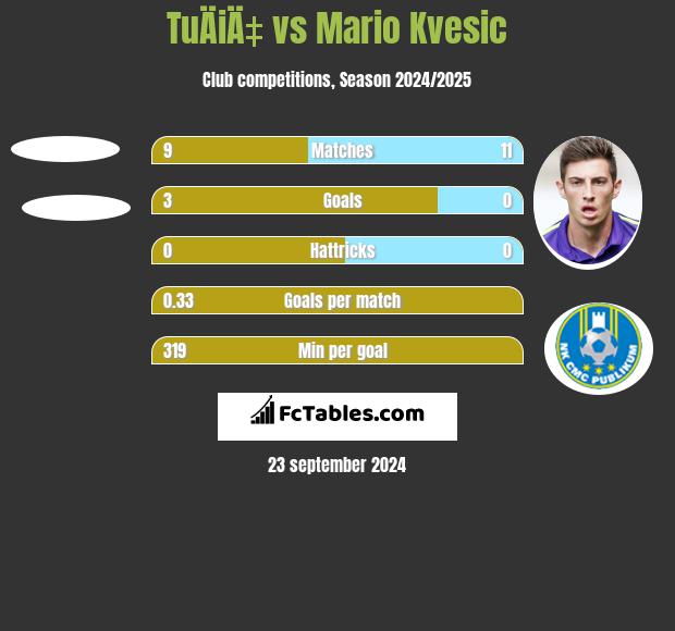 TuÄiÄ‡ vs Mario Kvesic h2h player stats