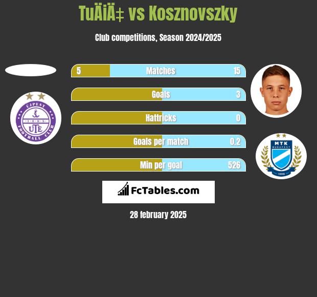 TuÄiÄ‡ vs Kosznovszky h2h player stats