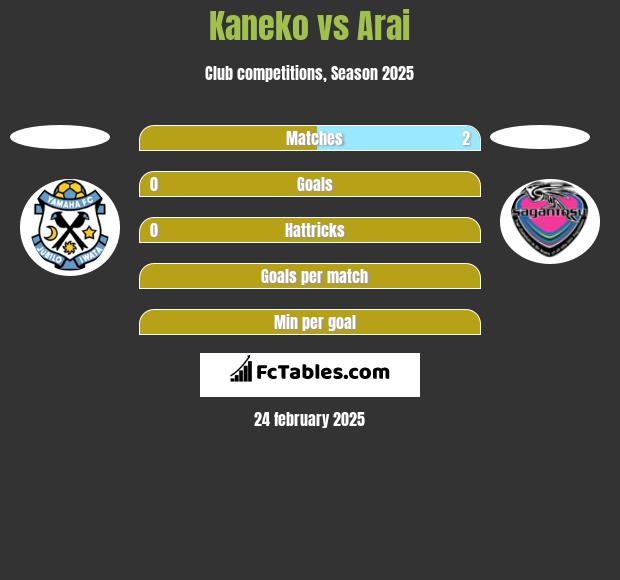 Kaneko vs Arai h2h player stats