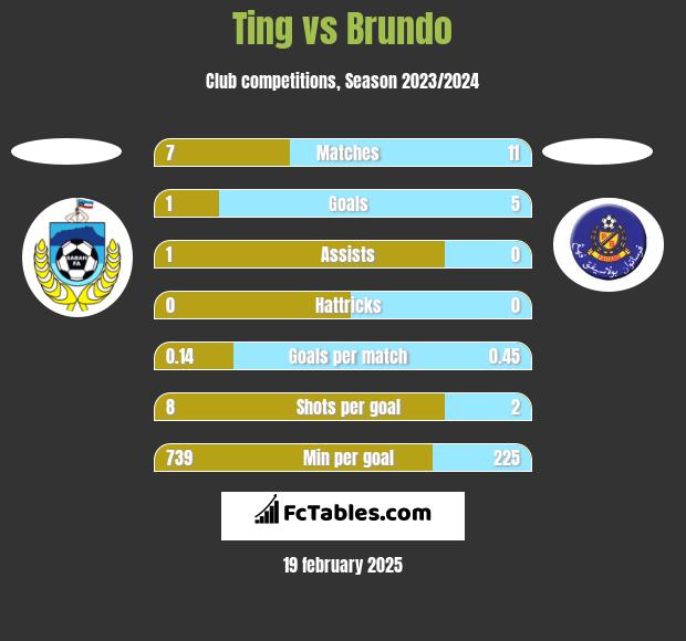 Ting vs Brundo h2h player stats