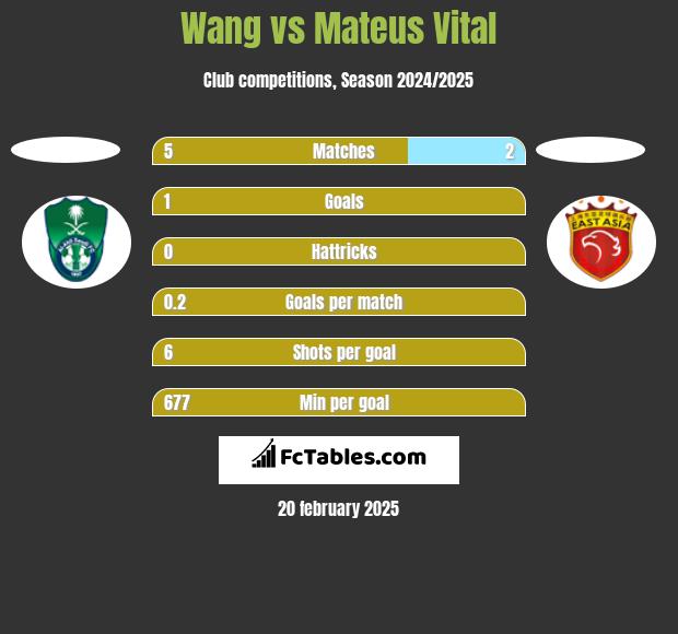 Wang vs Mateus Vital h2h player stats