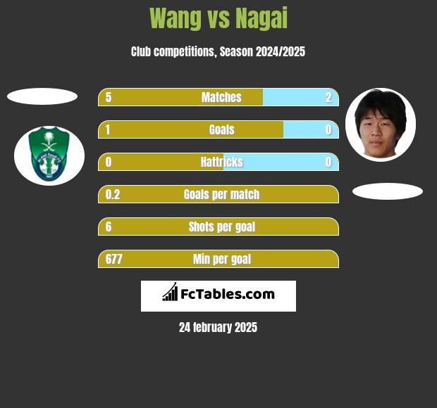 Wang vs Nagai h2h player stats