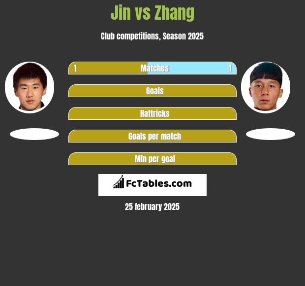 Jin vs Zhang h2h player stats