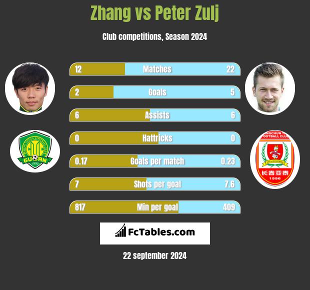 Zhang vs Peter Zulj h2h player stats