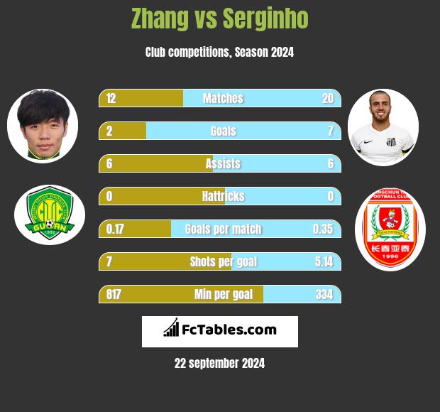 Zhang vs Serginho h2h player stats