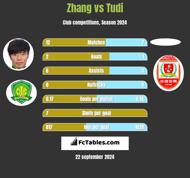 Zhang vs Tudi h2h player stats