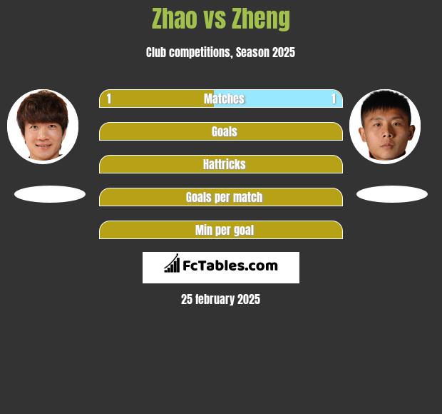 Zhao vs Zheng h2h player stats