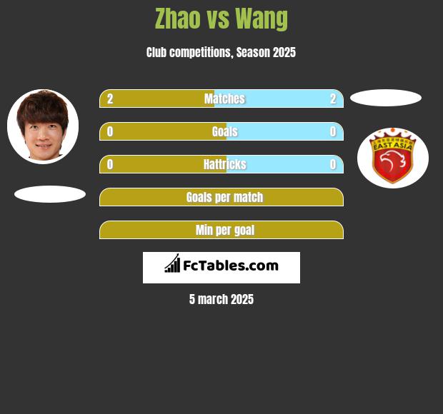 Zhao vs Wang h2h player stats