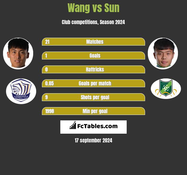 Wang vs Sun h2h player stats