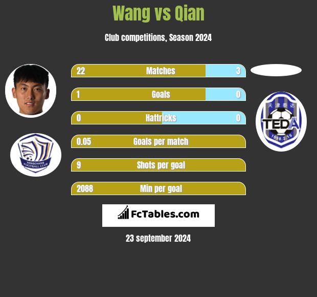 Wang vs Qian h2h player stats