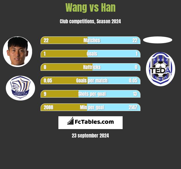 Wang vs Han h2h player stats