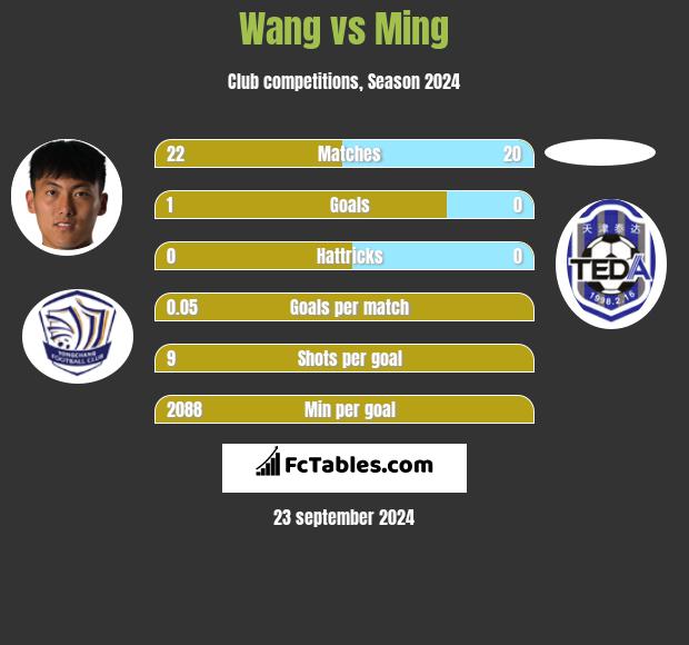 Wang vs Ming h2h player stats