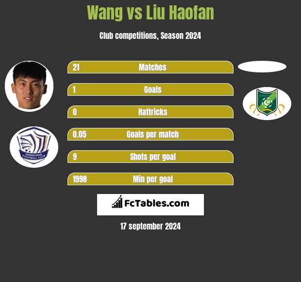 Wang vs Liu Haofan h2h player stats