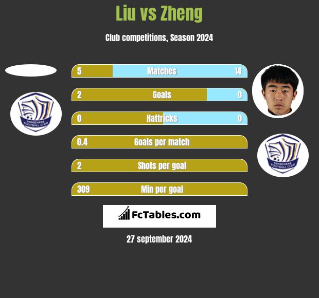 Liu vs Zheng h2h player stats