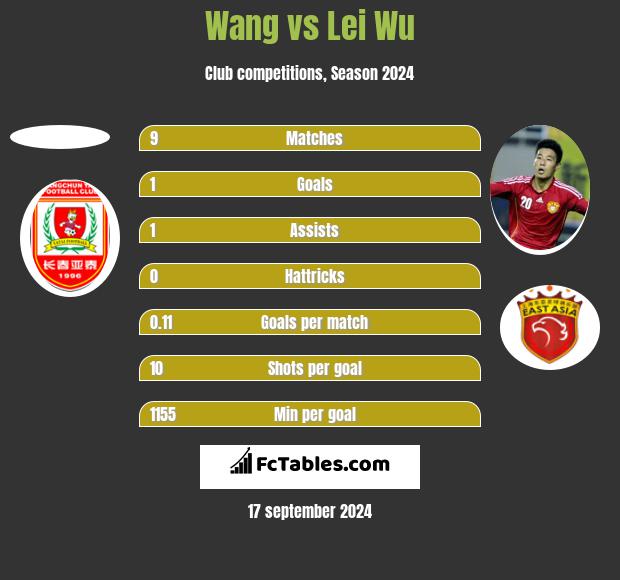 Wang vs Lei Wu h2h player stats