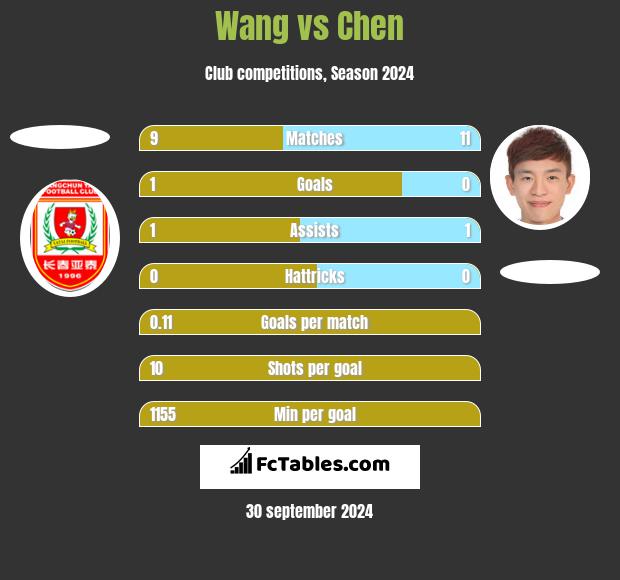 Wang vs Chen h2h player stats