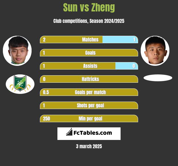 Sun vs Zheng h2h player stats